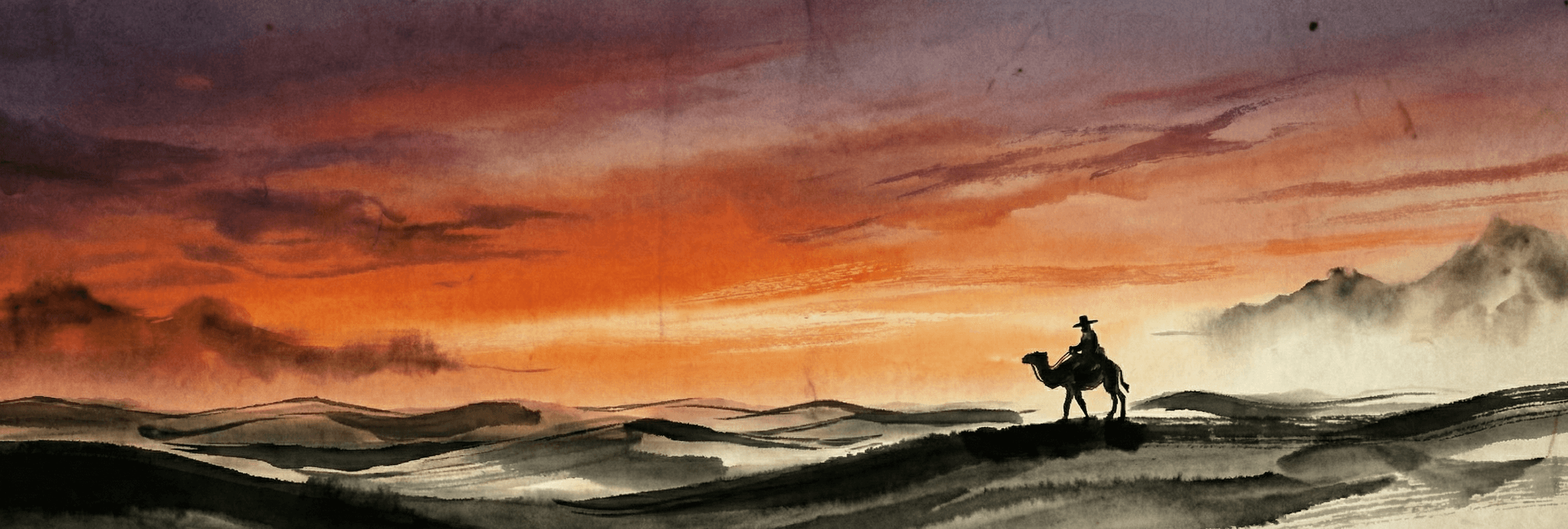 Silk Road ink-wash panorama